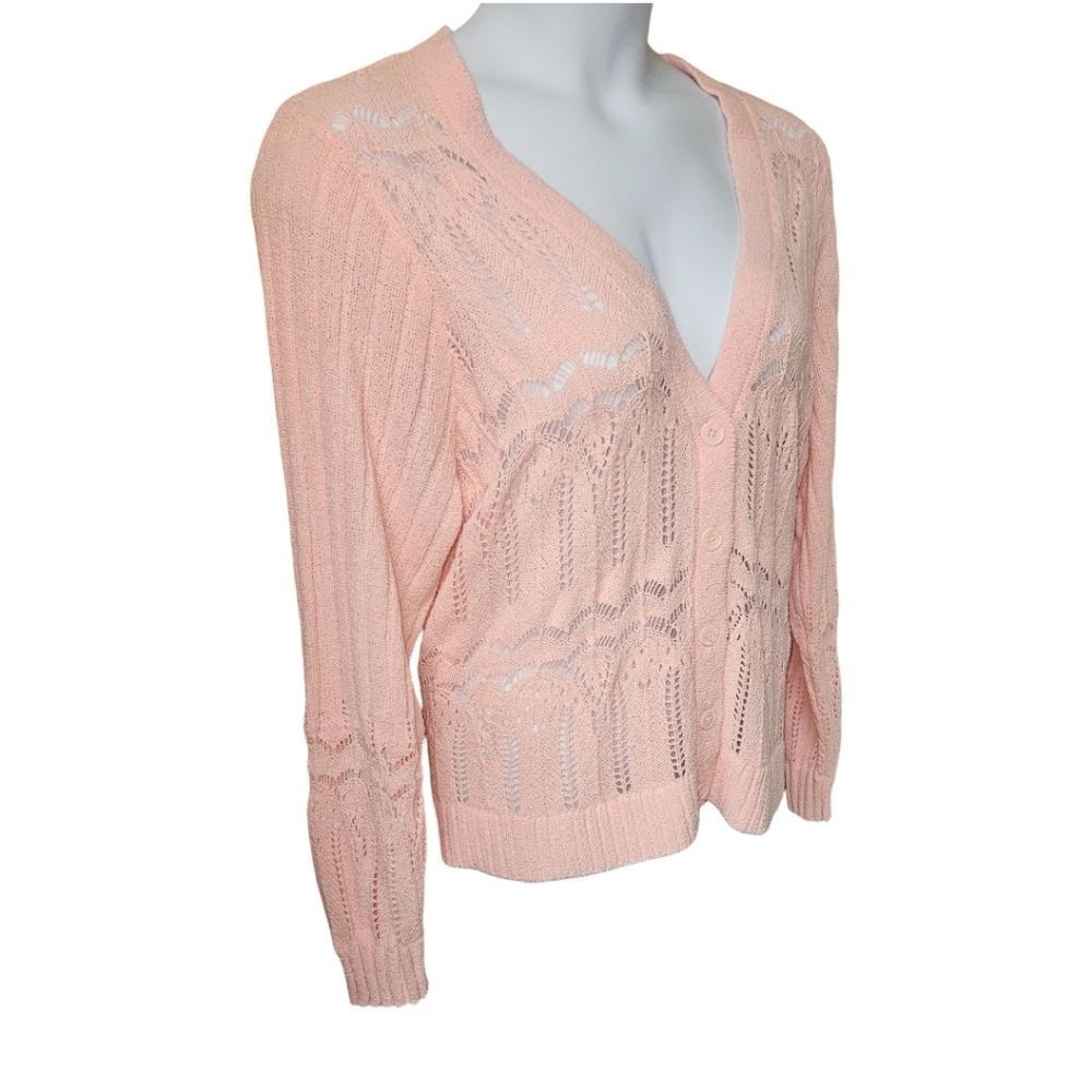 TORRIDβNew Plus Size Pointelle Impatient Pink V- Neck Cardigan Sweater 4X - Picture 4 of 16